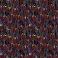 Field of beautiful blooming tulips. seamless pattern